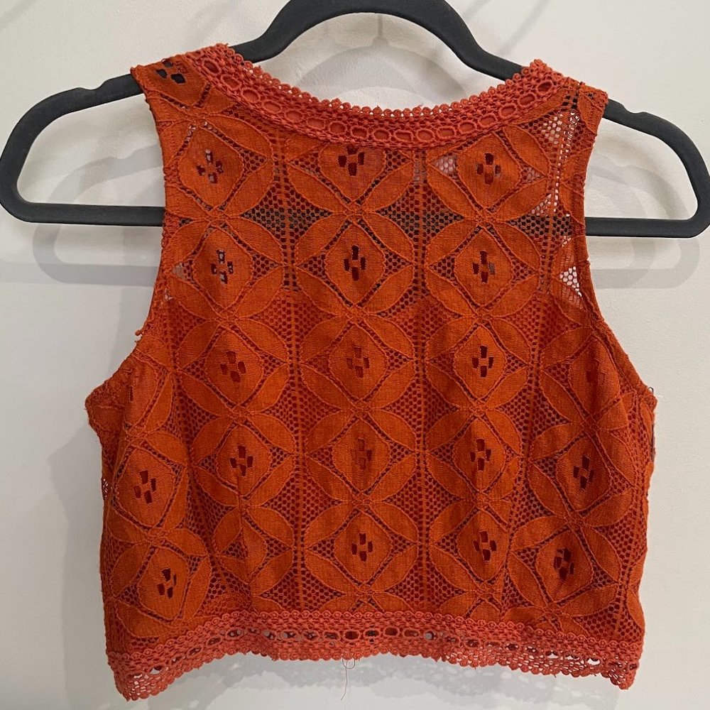 Skylar and Jade | Floral Lace Blouse | Terracotta Orange | JL